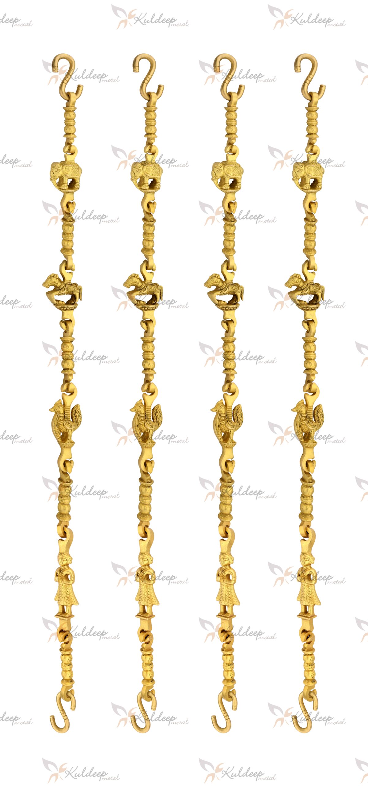 Floral Ring-Linked Brass Jhula Chain