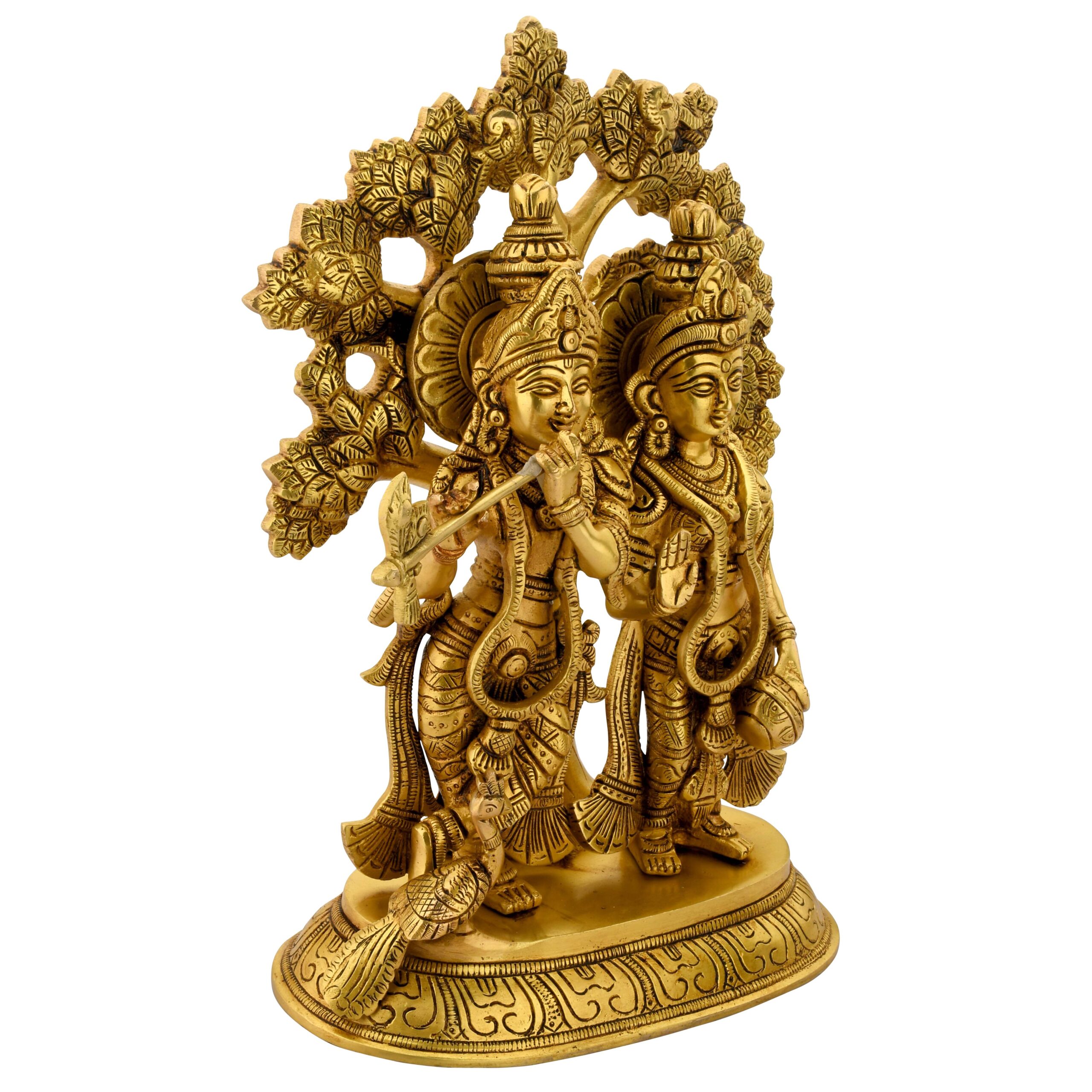 Brass Radha Krishna with Flute - Image 2